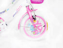 Bicicletta per Bambina 14" 2 Freni con Cestino e Borse Laterali Bianca e Rosa
