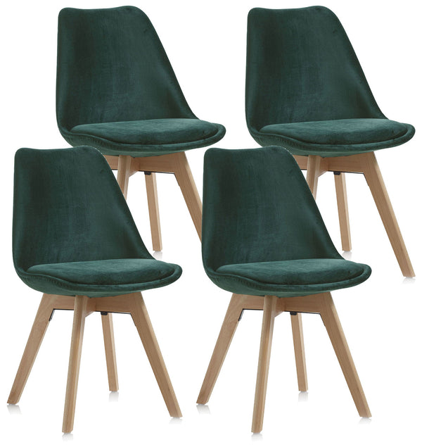prezzo Set mit 4 Stühlen 48,5 x 47 x 81,5 cm in smaragdgrünem Samt