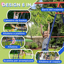 Set 3 Altalene per Bambini 435x135x177 cm con Canestro e Scaletta Multicolor