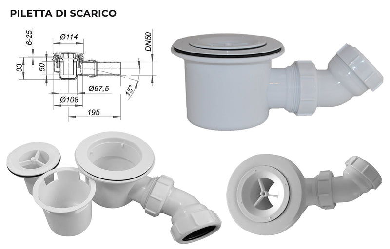 Piatto Doccia Effetto Pietra Filo Pavimento o Tradizionale Bianco