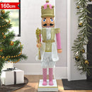 Soldato Schiaccianoci Natalizio H160 cm con Suoni e Movimento Rosa e Oro