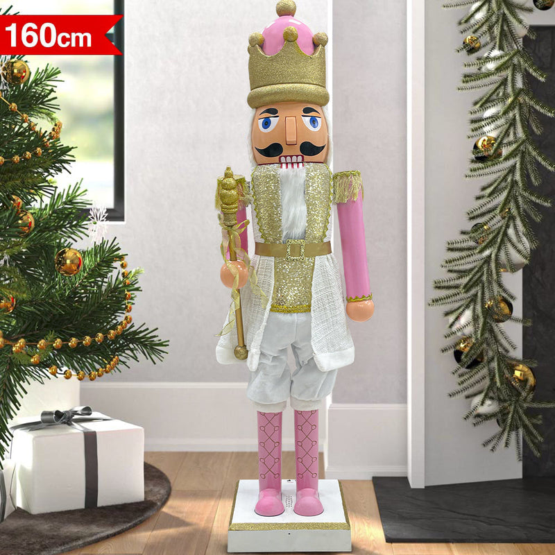 Soldato Schiaccianoci Natalizio H160 cm con Suoni e Movimento Rosa e Oro