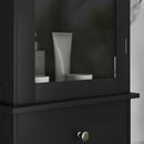 Mobile Colonna Bagno Salvaspazio 40x27x171,5 cm con Armadietto Cassetto e Ripiani in MDF Nero      