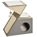 Casetta per Gatti con Tiragraffi in MDF 60x37x65 cm  Grigia