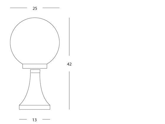 Lampada Palo Paletto da Cancello Colore Nero Diametro 25Cm da Esterno Linea Sfera Livos
