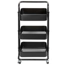 Carrello Trolley Cucina in Metallo 3 Ripiani 43x36x85 4 Ruote Salvaspazio Nero