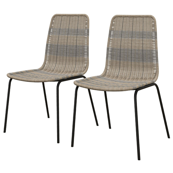 Set 2 Sedie da Pranzo Stile Boho Chic con Schienale Basso 48x55x85 cm Rivestimento in Rattan PE Giallo sconto