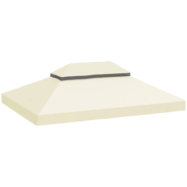 Copertura per Gazebo da Giardino 400x 300 cm a 2 Livelli in Tessuto Oxford 600D con Fori di Drenaggio Bianco Crema prezzo