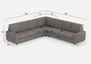 Divano Angolare 7 Posti 286x286x85 cm Sakar in Tessuto Grigio