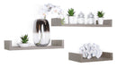 Set 3 Mensole da Parete 60-50-40x23,7x8 cm in Fibra di Legno Calamita Maxi  Rovere Grigio New