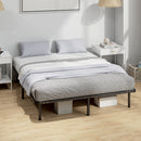 Rete Fissa Letto Matrimoniale 190x160x31 cm a 28 Doghe con Spazio Sottostante in Legno e Acciaio Nero e Legno      