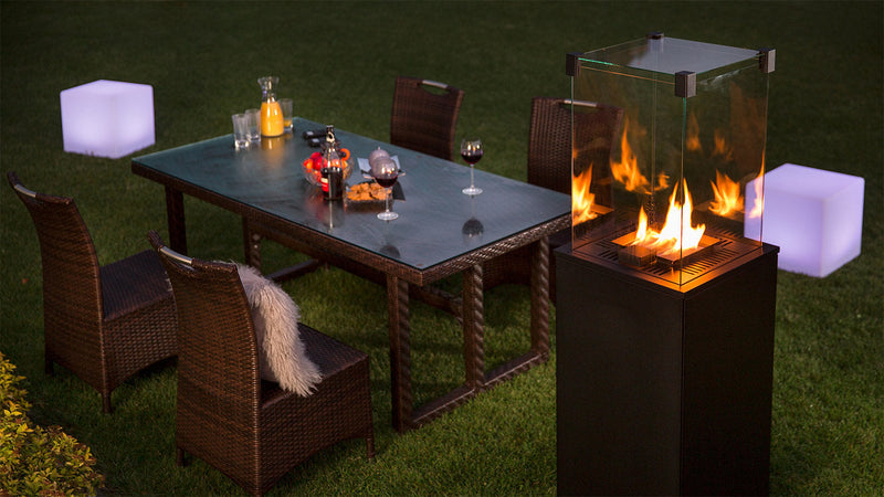 Stufa a Gas da Esterno cm 155,3x48,2x48,2 Flig Gastonia Ossido Grigio con Vetri