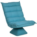 Poltrona Relax Girevole 62x70x95 cm con Schienale Regolabile in 5 Posizioni Effetto Velluto e Acciaio Blu      