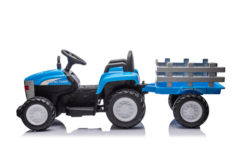 Trattore Elettrico per Bambini 12V con Rimorchio Blu  