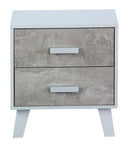Comodino 2 Cassetti 40x34x45 cm in Pannello Truciolare Bianco/Cemento