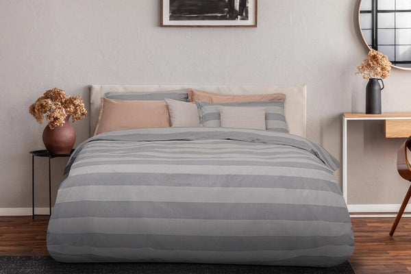 acquista Bettbezug mit bedrucktem Kissenbezug aus reiner Baumwolle Cober Trendy Grey Verschiedene Größen