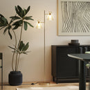 Lampada da Terra Moderna con 2 Luci Orientabili Interruttore a Pedale Oro      