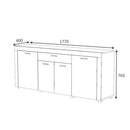 Madia Fiesta 4 ante e 1 cassetto rovere 177x40x76 cm