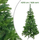 Albero di Natale 210H cm 828 Rami pieghevoli in PVC abete artificiale