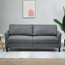 Divano 2 Posti 191x79x87 cm in Tessuto Effetto Lino Grigio