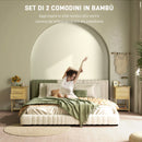 Set 2 Comodini con 2 Cassetti e Ripiano Inferiore in stile Nordico 40x34x60 cm in Bambù 