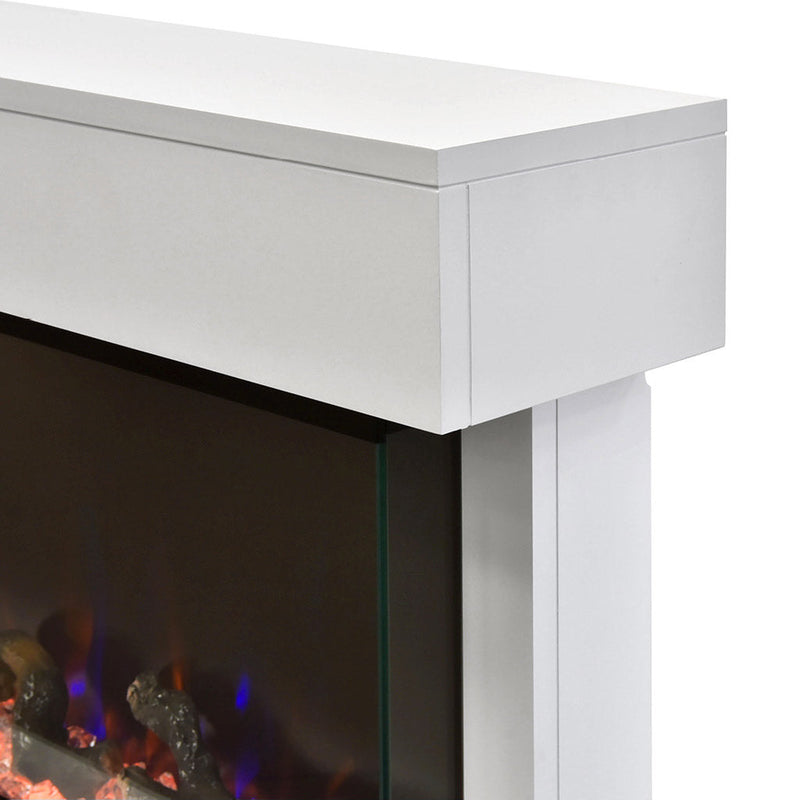 Camino Elettrico da Pavimento Effetto Fiamma 1500W Paige Bianco