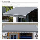 Tenda da Sole Avvolgibile a Parete 395x245 cm in Metallo e Poliestere Grigio