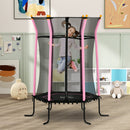 Trampolino Tappeto Elastico per Bambini con Ingresso a Cerniera e Pali Imbottiti Ø163.5x190 cm in Acciaio, PP e EPE Rosa 