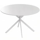Tavolo da Pranzo Rotondo Stile Industriale Ø120x75 cm con Piano in Truciolare e Gambe a Croce in Acciaio Bianco      