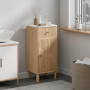 Mobile Bagno Salvaspazio 36x30x80 cm con Cassetto e Anta in MDF Rovere      