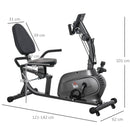 Cyclette Orizzontale Magnetica 8 Resistenze Display LCD Sedile Regolabile ed Elastici per Braccia Nero   