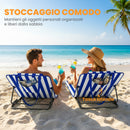 Set 2 Sdraio da Spiaggia 154x57x52 cm con Schienale Regolabile su 4 Livelli in Acciaio e Poliestere Blu Bianco      