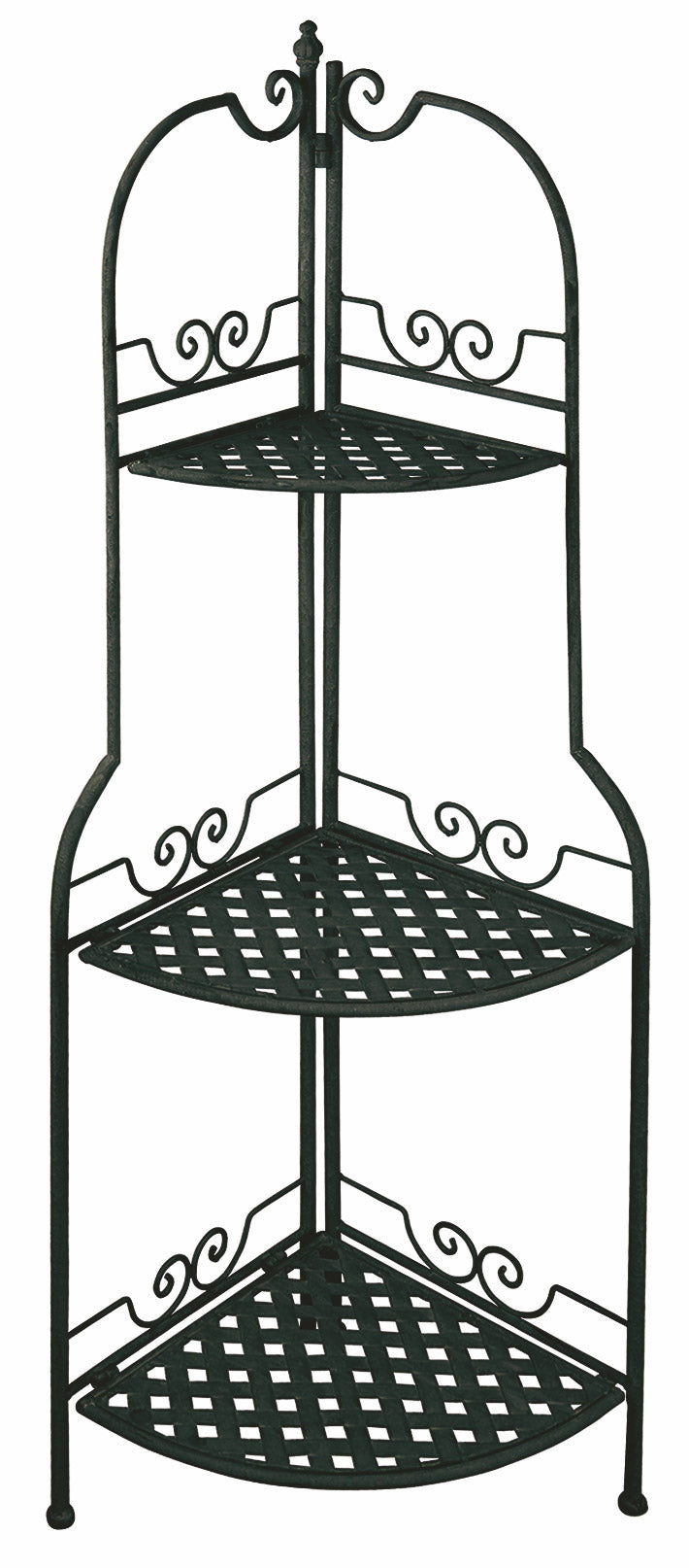 Portapiante Angolare 3 Ripiani 49x32x126 cm in Ferro Battuto Soriani Nero