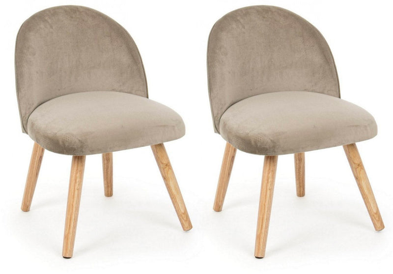 Set 2 Poltroncine 47x57x76 cm Adeline in Velluto Tortora