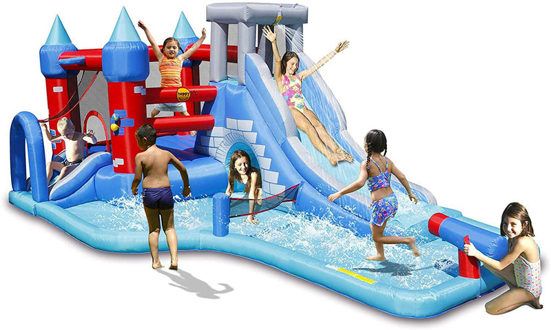 Castello Giostra Gonfiabile Acquatico Splash Park con Pompa Happy Hop