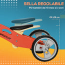 Triciclo per Bambini  Senza Pedali in Legno Rosso