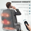 Sedia da Ufficio Massaggiante e Riscaldata Reclinabile con Poggiapiedi in Tessuto Effetto Lino Grigio      