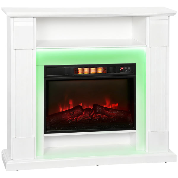 online Camino Elettrico da Pavimento 105x27x97 cm 1800W Regolabile con Fiamma 3D Timer e Telecomando Bianco