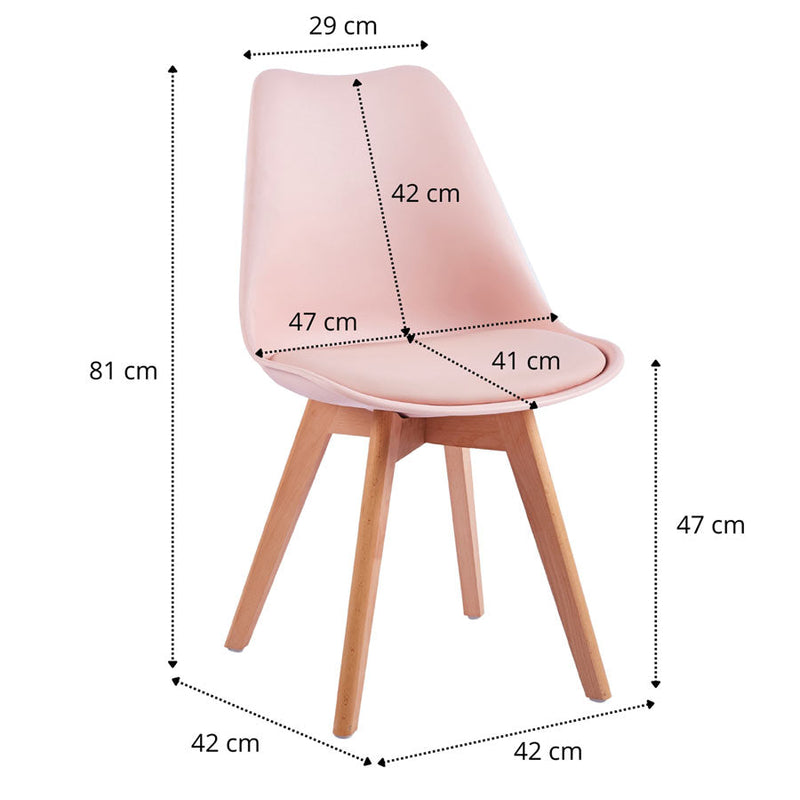Set 4 Sedie 53,5x48,5x83 cm in Polipropilene e Similpelle Candice Rosa
