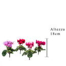 Set 12 Mini Ciclamino Artificiali Composto da 7 Fiori Altezza 18 cm Multicolore