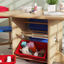 Set Tavolo e Sedie per Bambini con 4 Contenitori per Giochi in Legno e PP   
