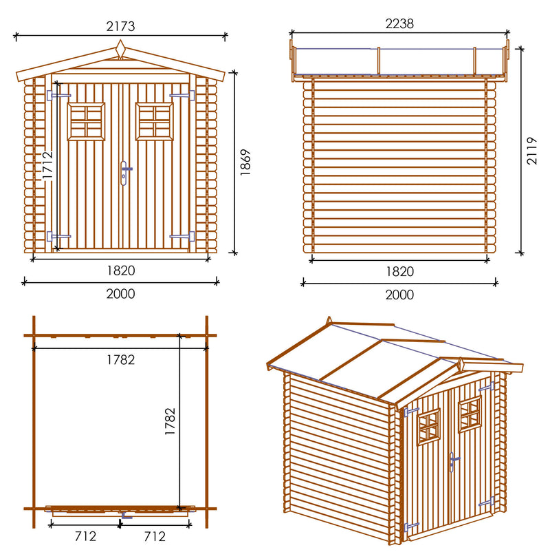 Casetta Box da Giardino Porta Utensili 200x200 cm in Legno Bristol