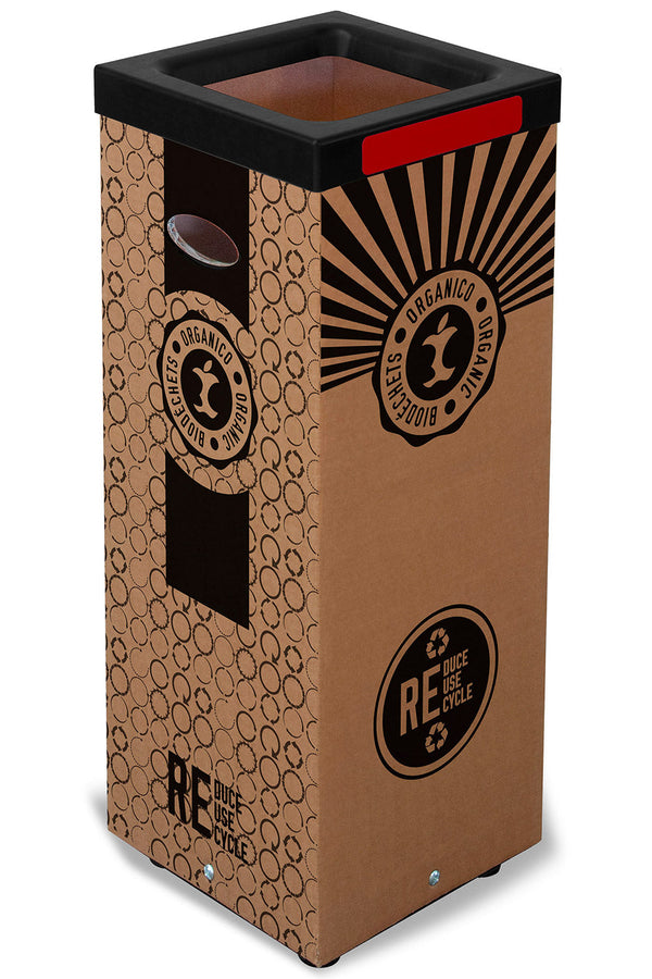 online Pattumiera Per Raccolta Rifiuti 38x38xh80 cm in Cartone Con Stampa Grafica Organico Beige