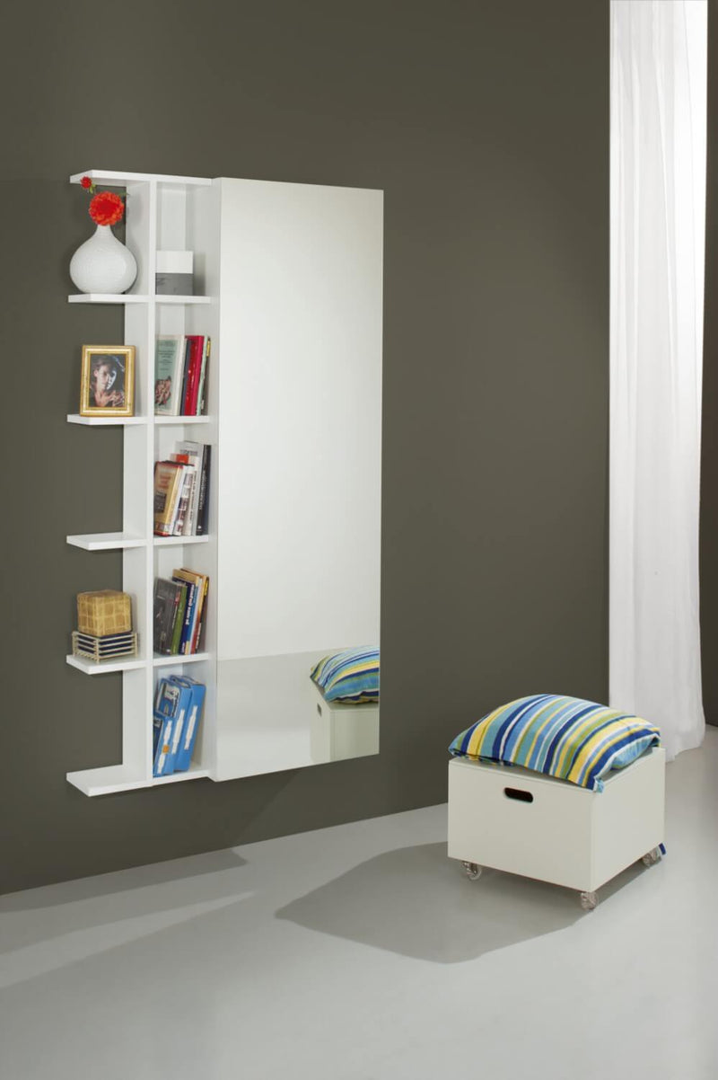 Scarpiera Libreria 5 Ripiani in Melaminico 88,5x25x160cm TFT Sc Bianca Specchio