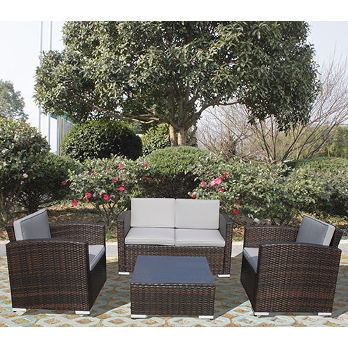 Wohnzimmer-Sofagarnitur mit Sesseln und Couchtisch aus Polyrattan für Gartenmöbel  prezzo