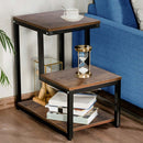 Tavolino Design Moderno Industriale 3 Ripiani Legno Metallo