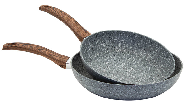 Set 2 Bratpfannen 24-28 cm aus geschmiedetem Antihaft-Aluminium Induktionskollektion Gardena Granit acquista
