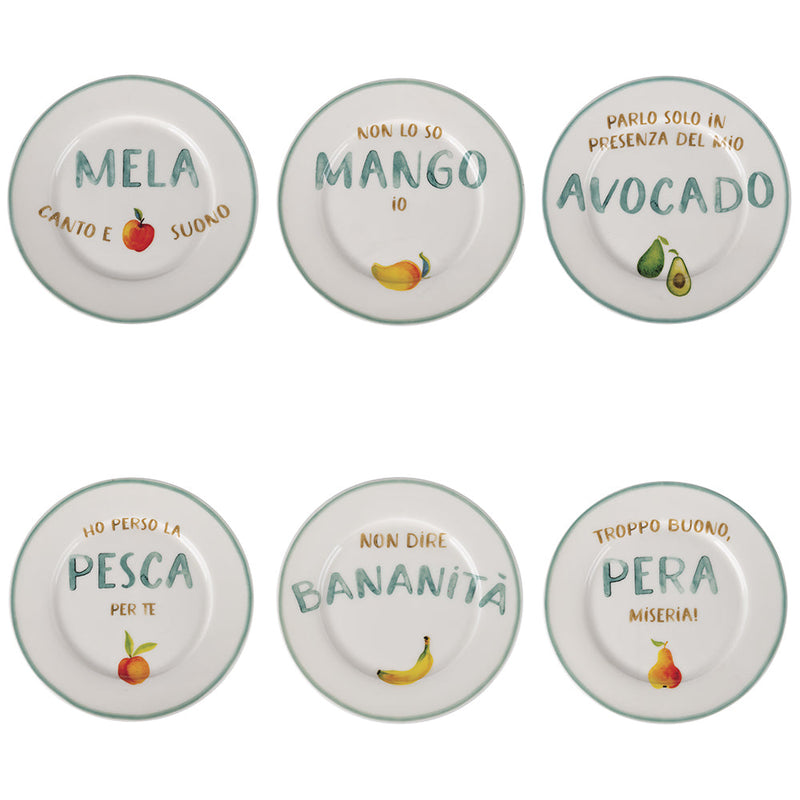 Set 6 Piattini Frutta Ø19x1,5 cm in New Bone China VdE Tivoli 1996 Le Travisate Bianco