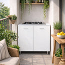 Mobile Cucina con Piano Cottura 4 Fuochi 80x60x85 cm con Piastre in Ghisa Bianco      