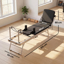 Reformer Pilates Pieghevole 195x56x88 cm con 2 Bande Elastiche in Acciaio e PU Bianco      